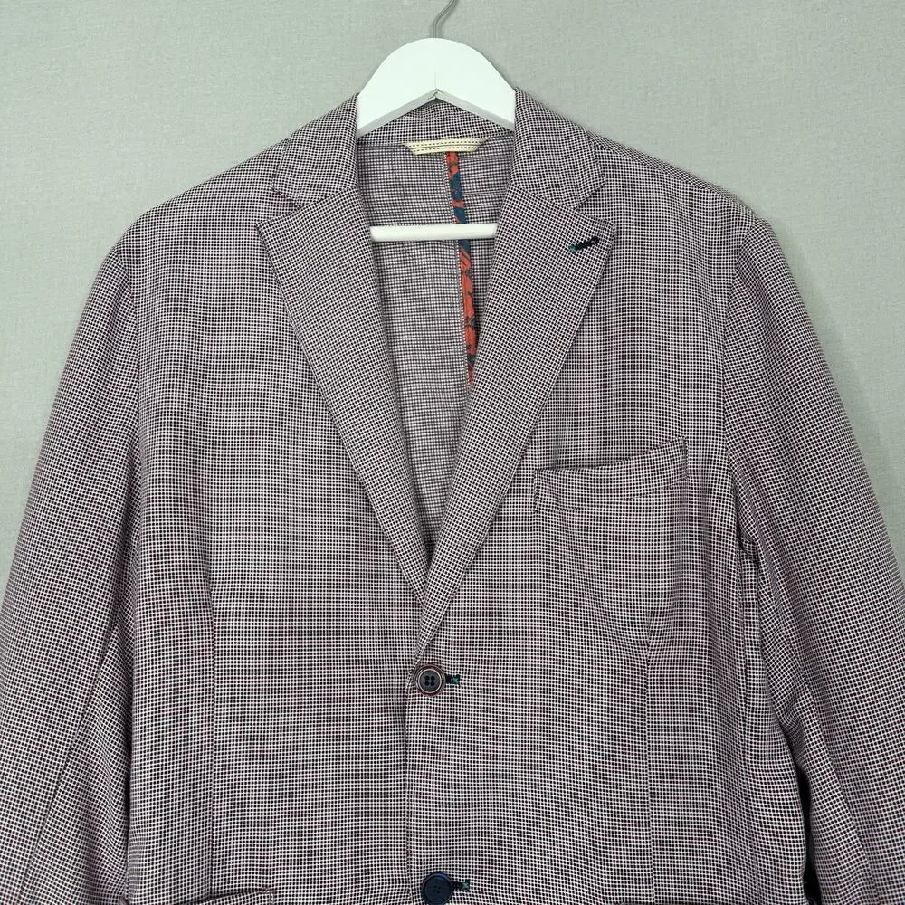 BOB Blazer Jacket Mens IT 50 Blue‎ Check Print Tailored Sport Coat Made in Italy
